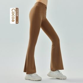 Abdominal Tightening And Hip Lifting Micro Pull Exercise Quick Drying Fitness Pants (Option: L-Cocoa Color)