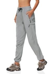 Quick-dry Pants Women's Summer Thin Sports Outdoor Hiking Mountaineering Sun Protective (Option: Light Gray-L US Code)