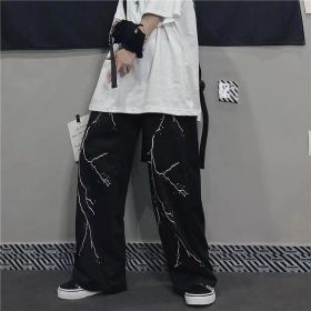 Lightning Print Sports Casual Pants (Option: Black-XXL)